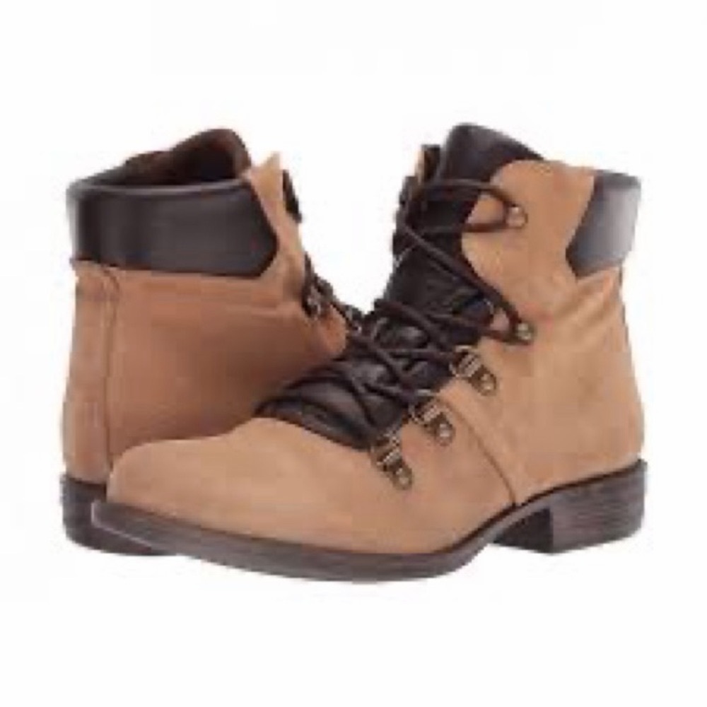 Miz Mooz Lion Leather/Suede Lace Up Boots in Tan/Brown Sz 8